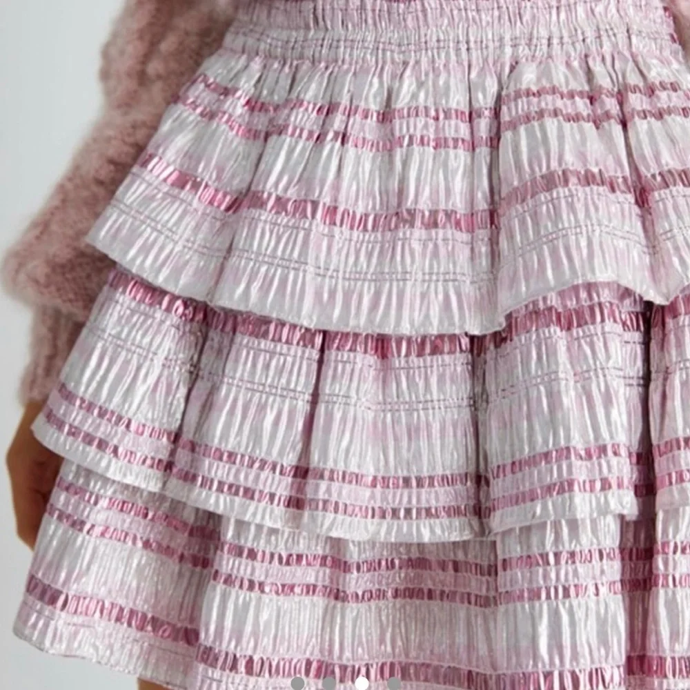 LoveShackFancy metallic, ruffled skirt. - Picture 3 of 4